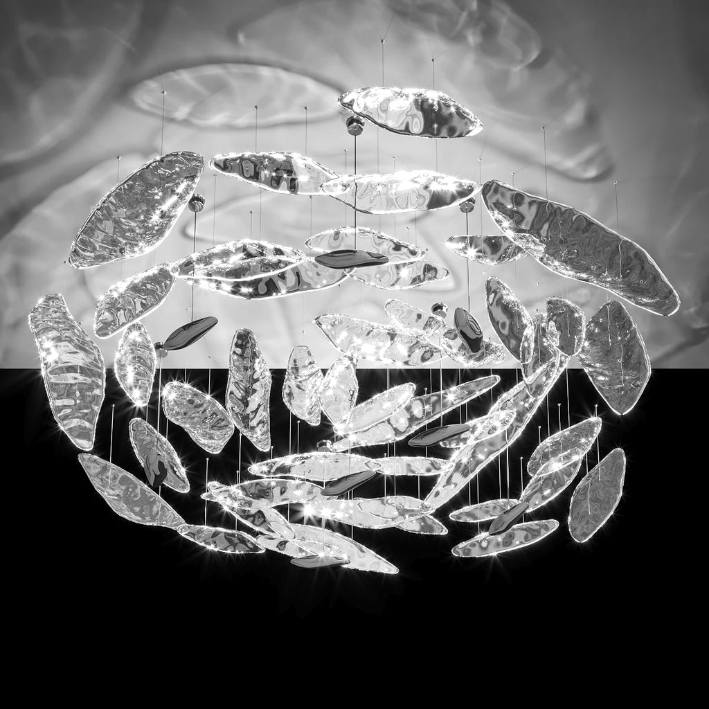 Aqua Glass Manta Orbit Chandelier