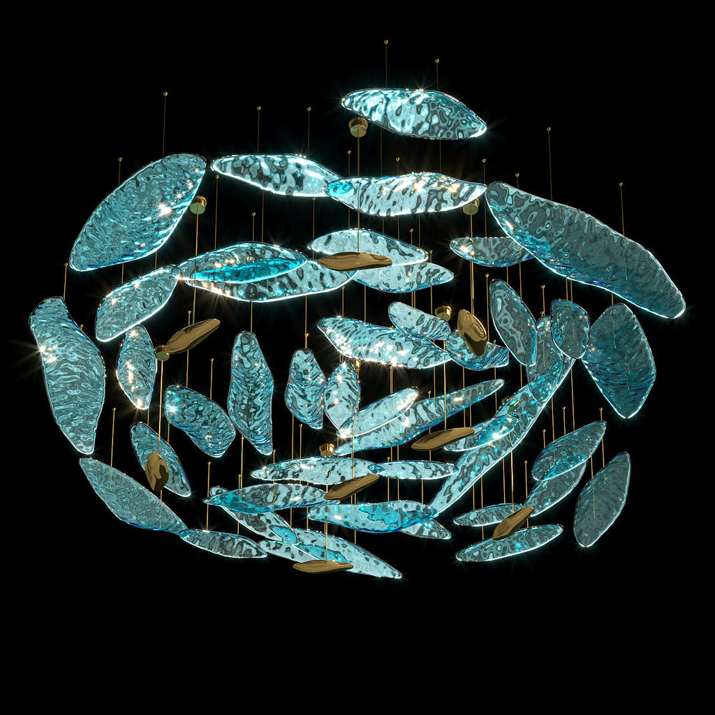 Aqua Glass Manta Orbit Chandelier