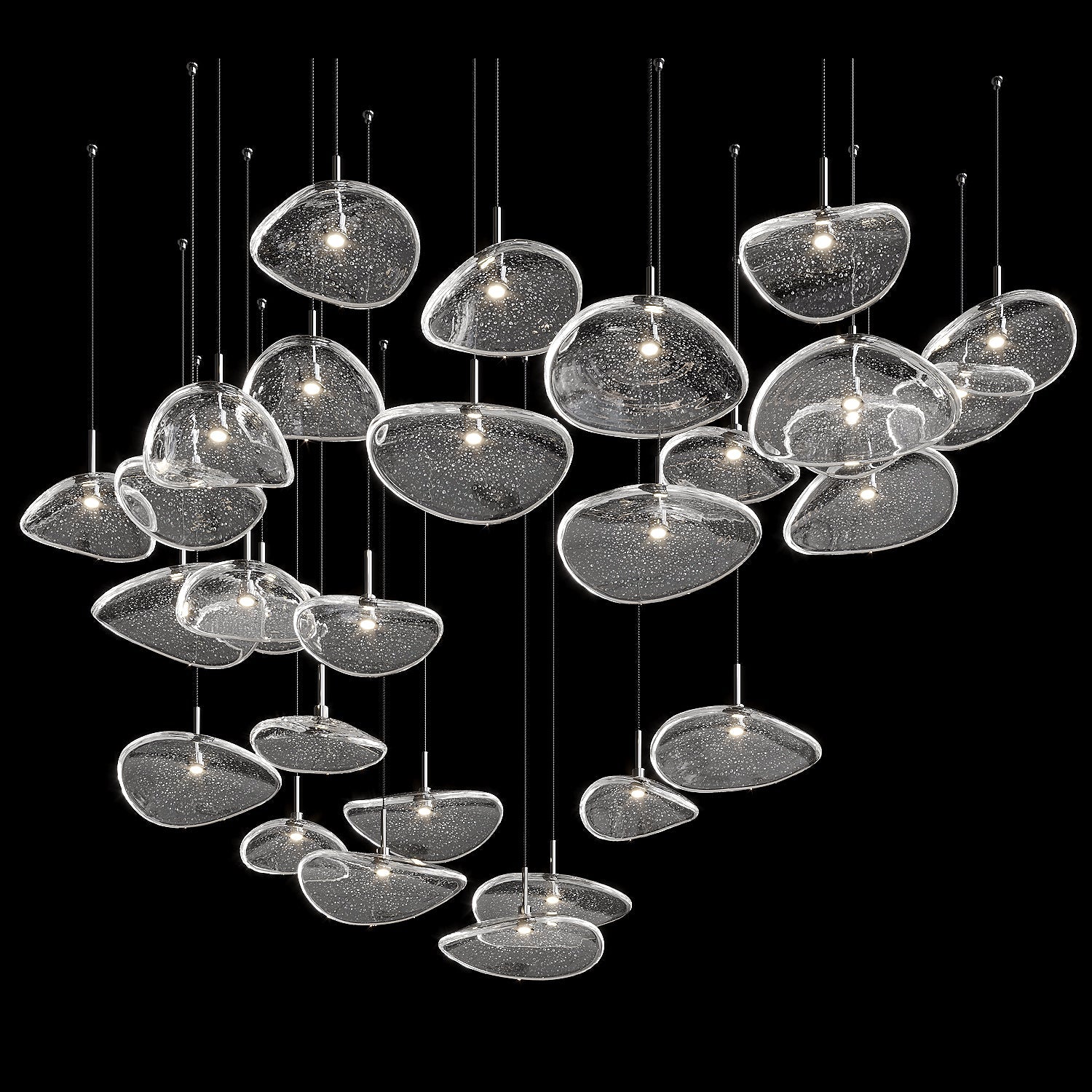 Bubble Glass Pebble Cascade Chandelier