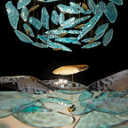 Aqua Glass Manta Orbit Chandelier