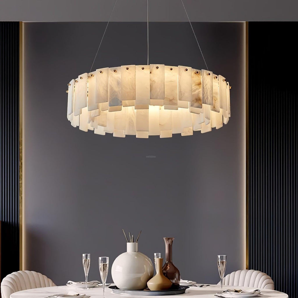 Halos Alabaster Round/Square Chandelier by Bling Lighting Studio