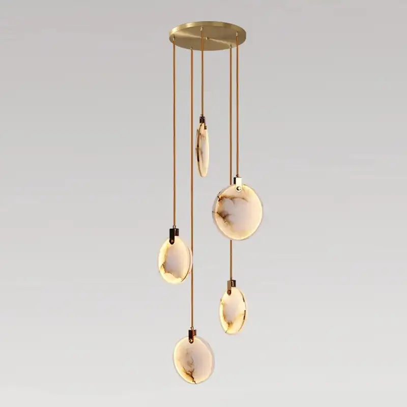 Moonshade Alabaster Disc Stairwell Lighting Chandelier