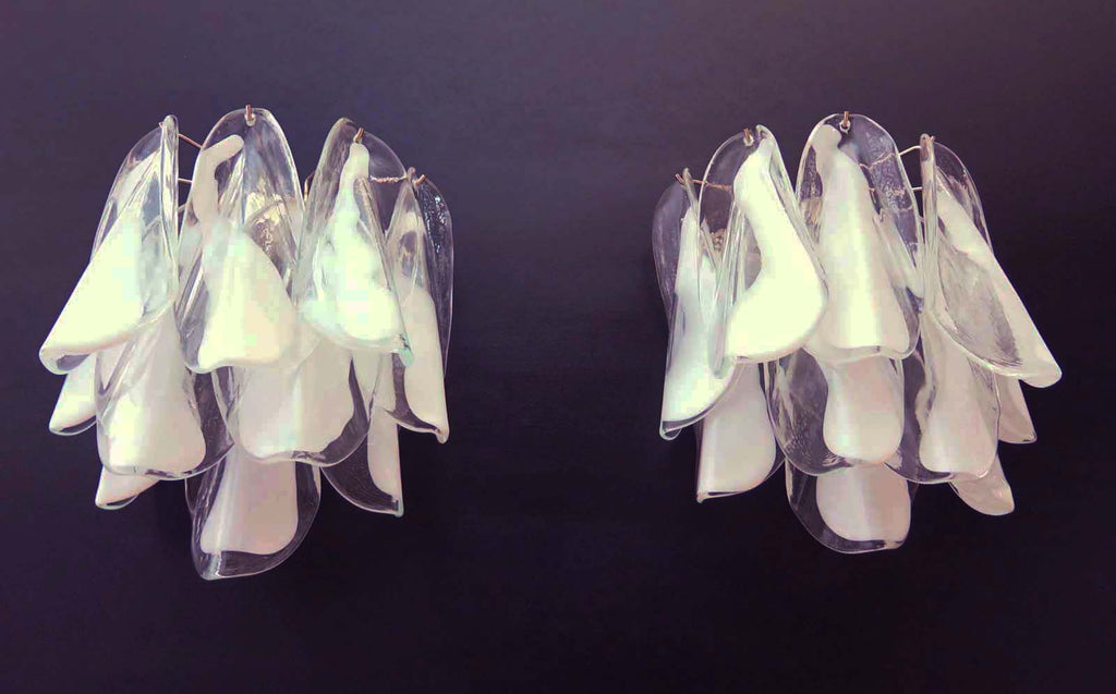 Murano Wall Lamp | 20 Clear White Rondini Glass | Set of 2