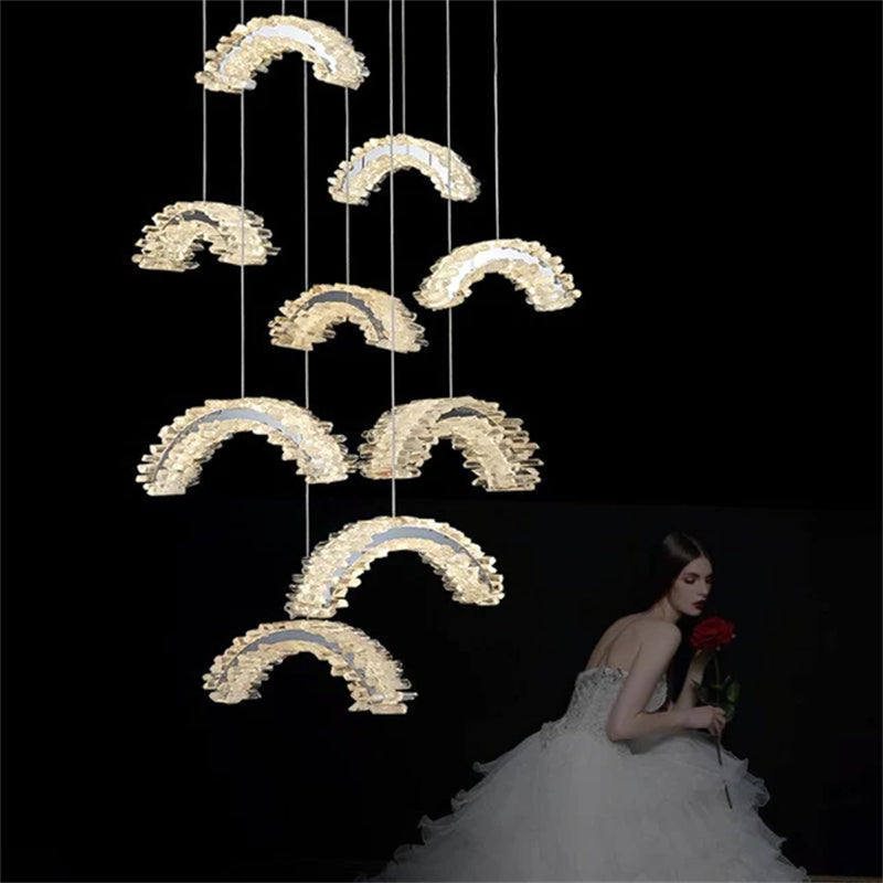 Rainbow Modern Rock Crystal Staircase Chandelier by Bling Lighting Studio