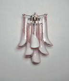 Murano Wall Lamp | 6 Pink Lattimo Petal Glass | Set of 2