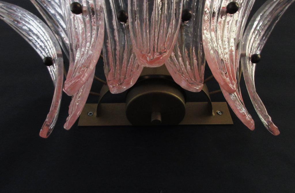 Murano Wall Lamp | 9 Pink Palmette Glass | Set of 2
