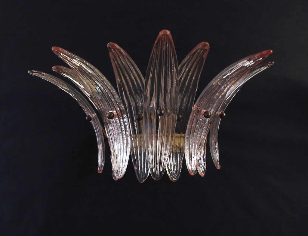 Murano Wall Lamp | 9 Pink Palmette Glass | Set of 2