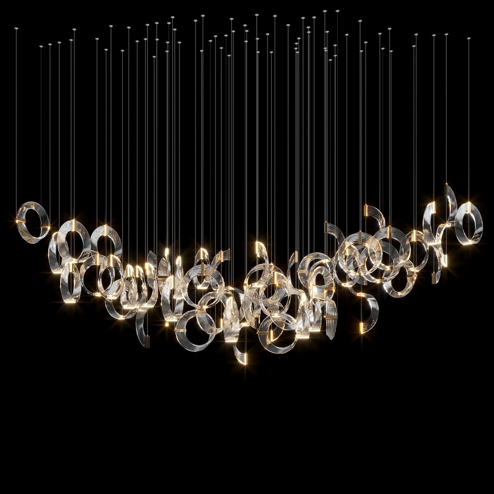 Crystal Crescent Cascade Chandelier