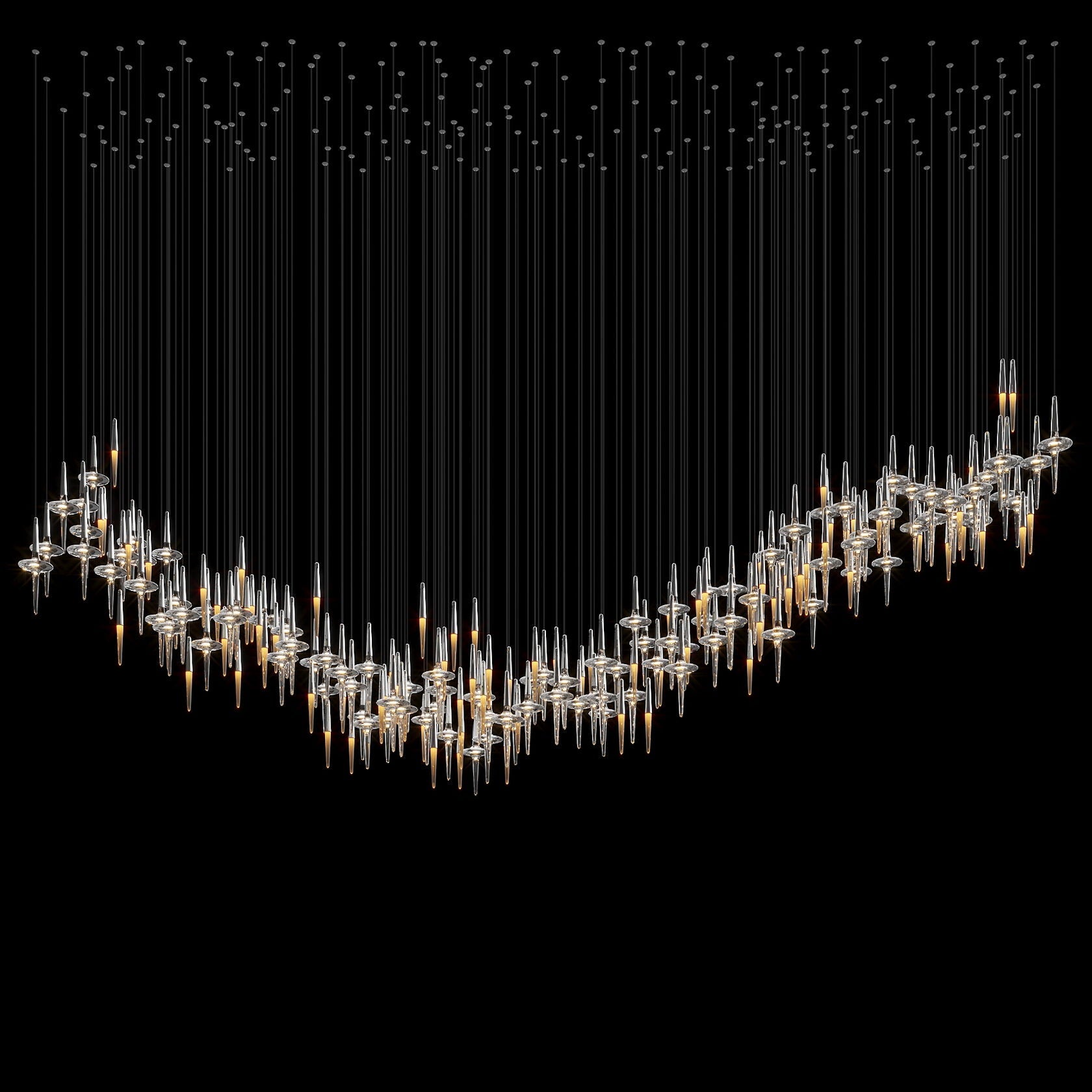 Crystal Icicle Saucer Chandelier