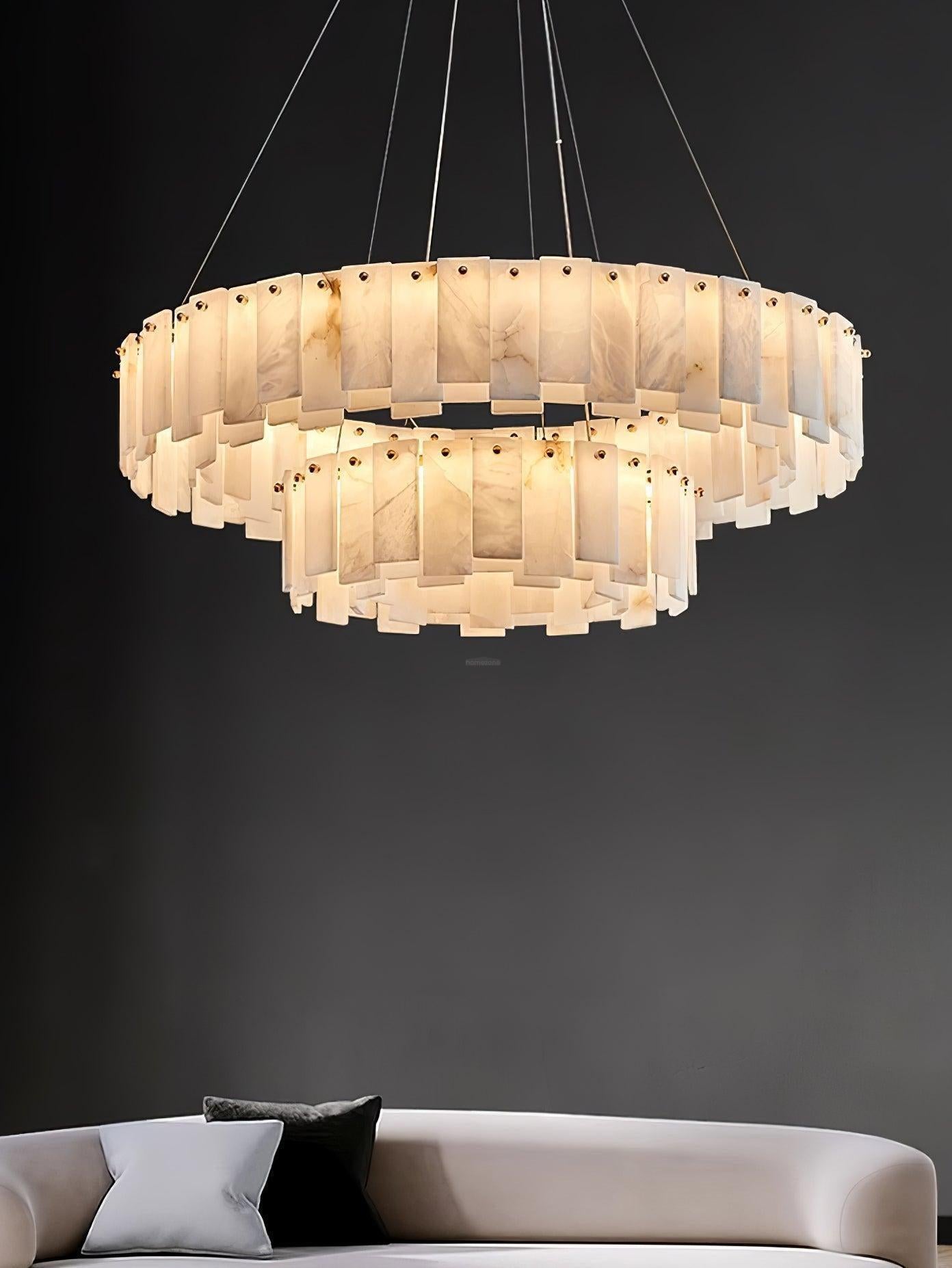 Halos Alabaster Round/Square Chandelier by Bling Lighting Studio