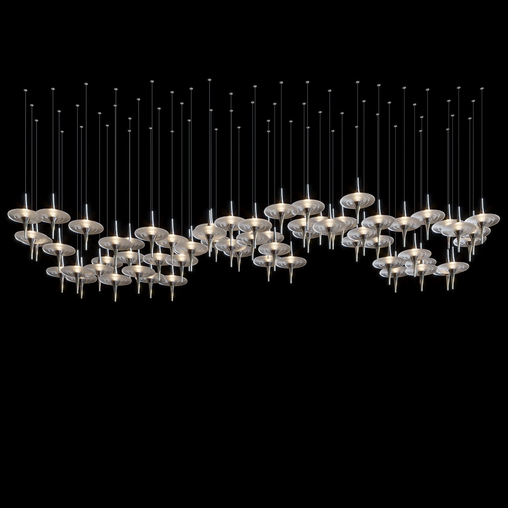 Ivory Saucer Orbit Chandelier