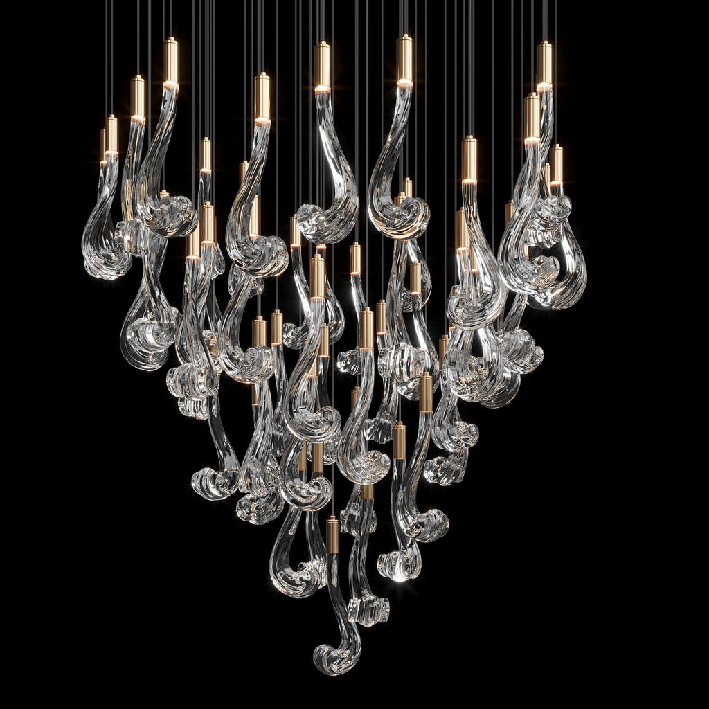 Crystal Scroll Cascade Chandelier