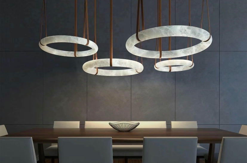 Modern Round Alabaster Chandelier for Living Room/Bedroom by Bling Lighting Studio