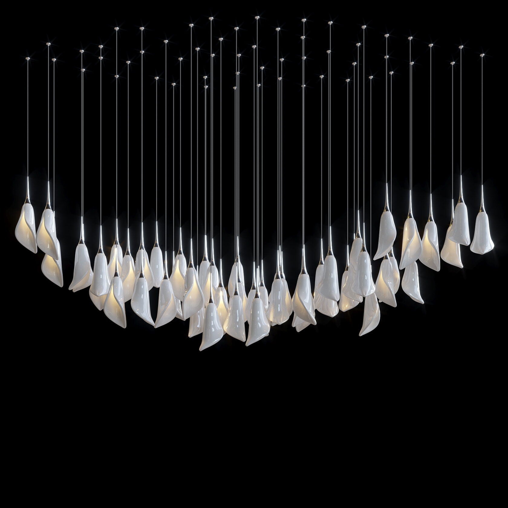 White Petal Drop Chandelier