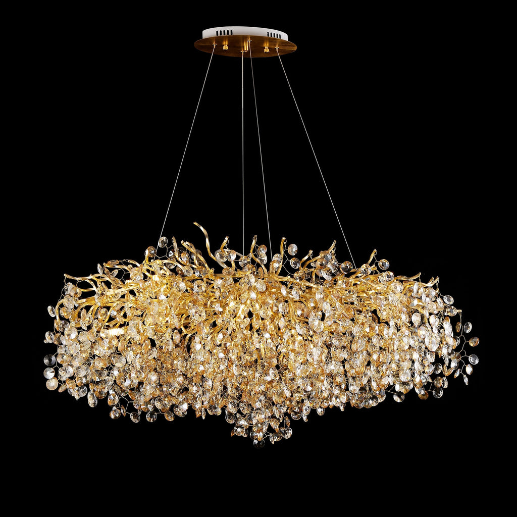 Rhy Crystal Quatre Oval Branch Penny Chandelier by Bling Lighting Studio