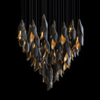 Black Gold Petal Cascade Chandelier