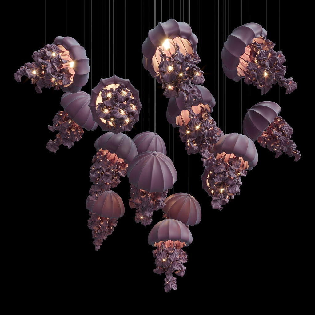 Mauve Jellyfish Cascade Chandelier