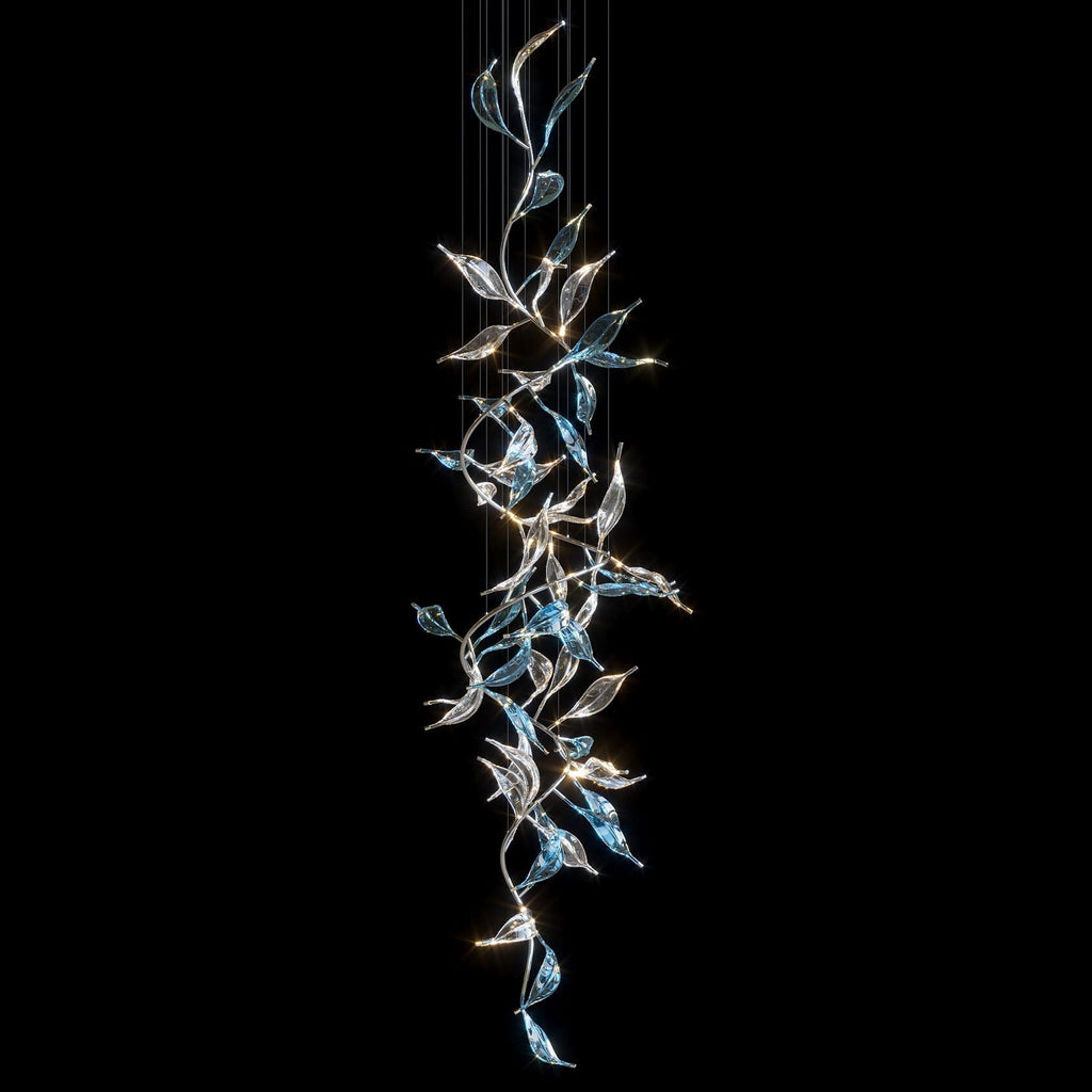 Green Glass Leaf Vine Chandelier