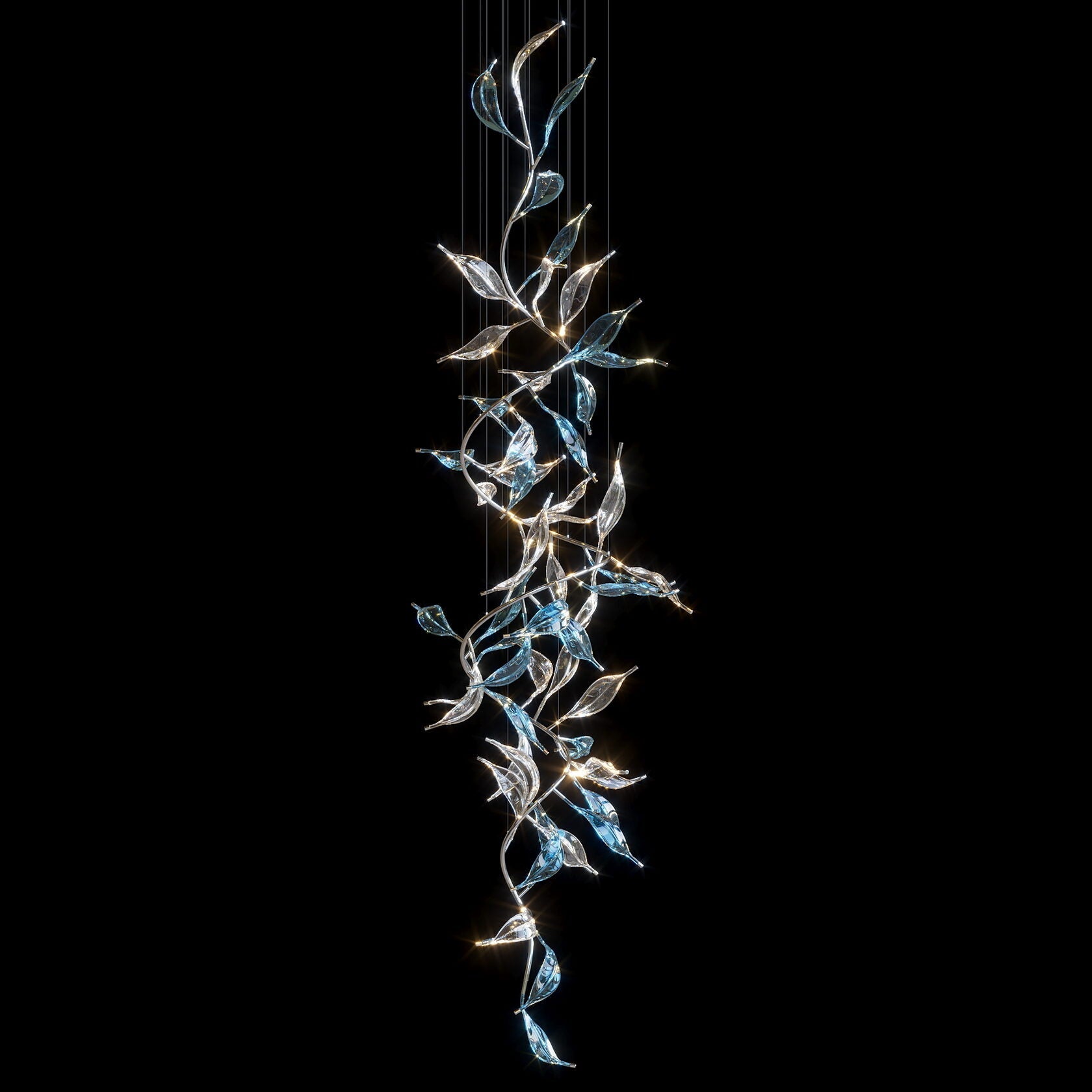 Green Glass Leaf Vine Chandelier