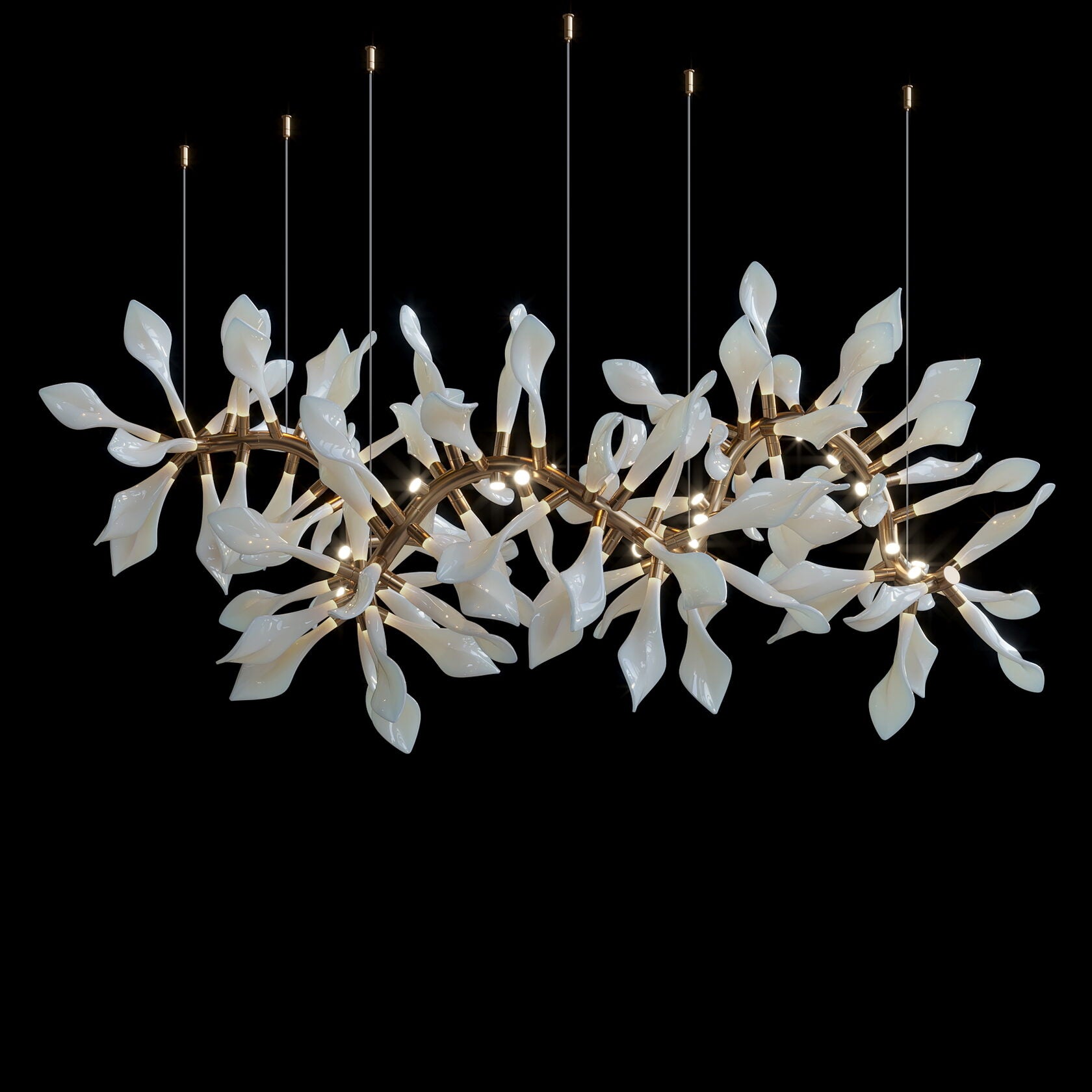White Calla Orbit Chandelier