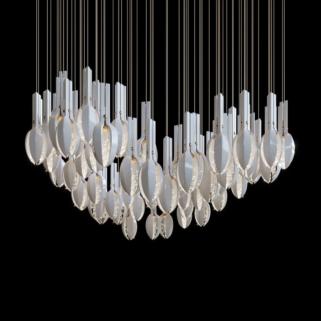 White Seed Pod Garland Chandelier