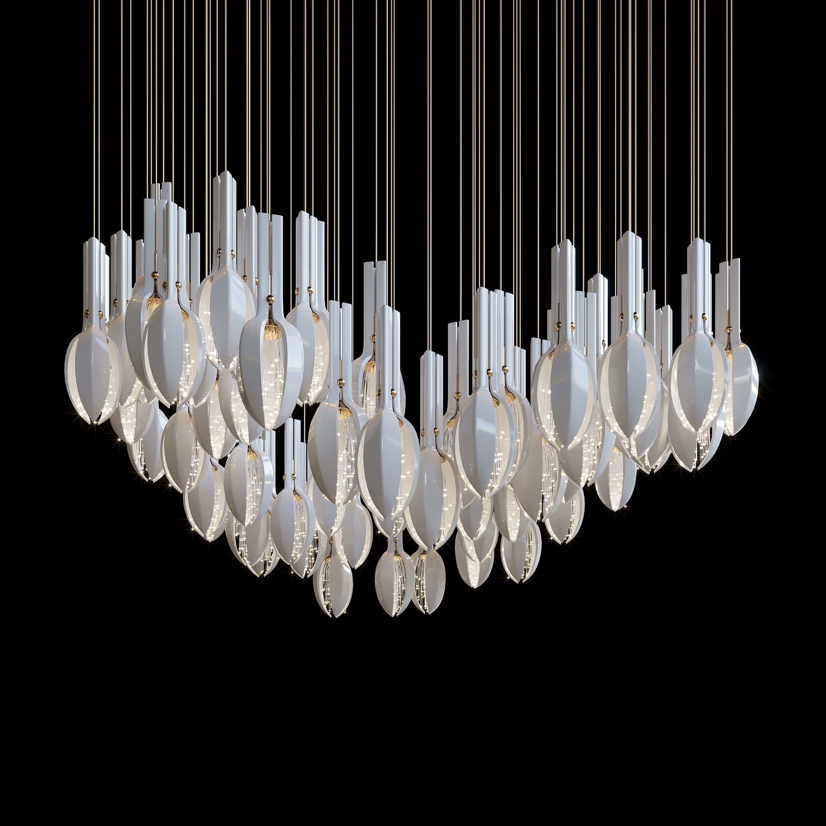 White Seed Pod Garland Chandelier