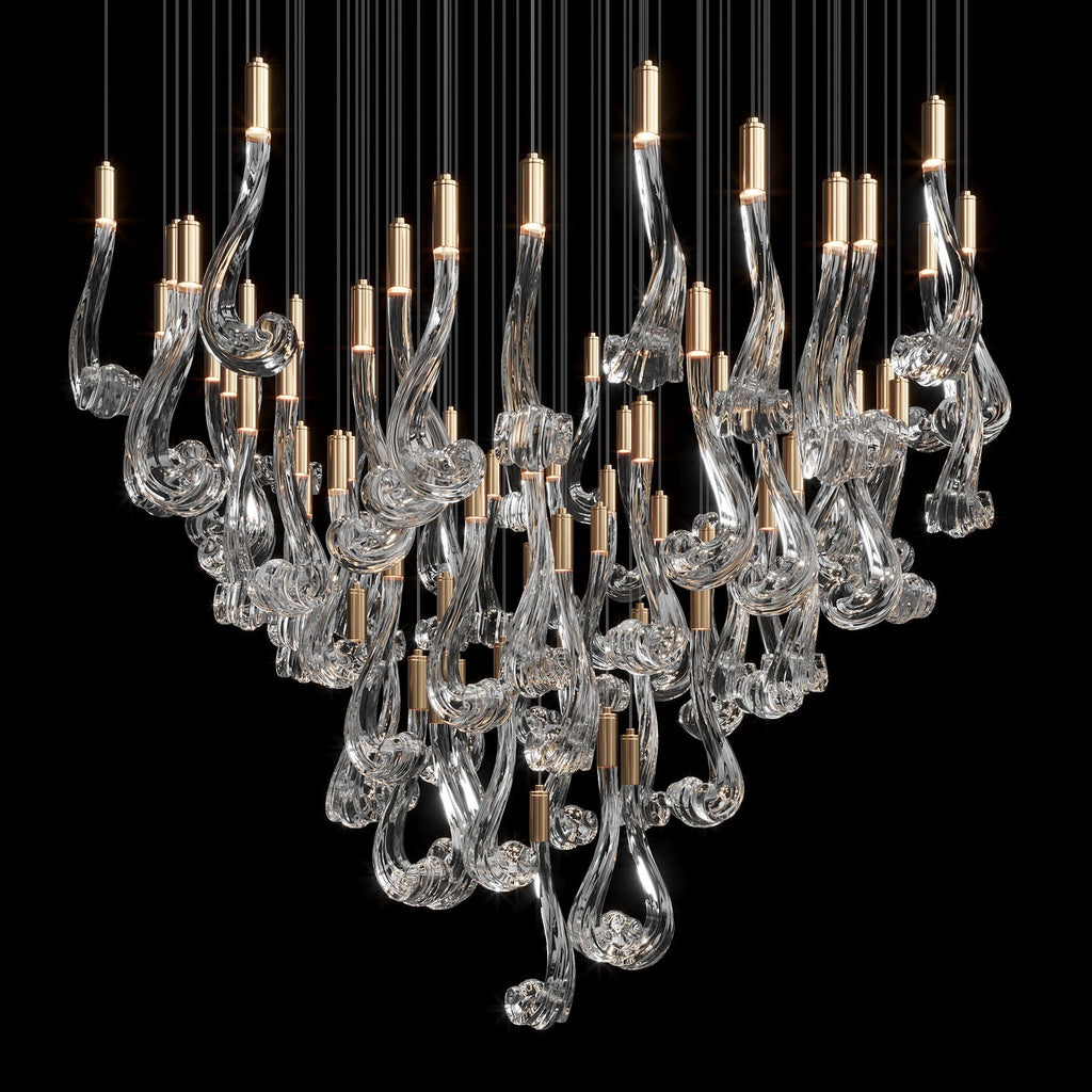 Crystal Scroll Cascade Chandelier