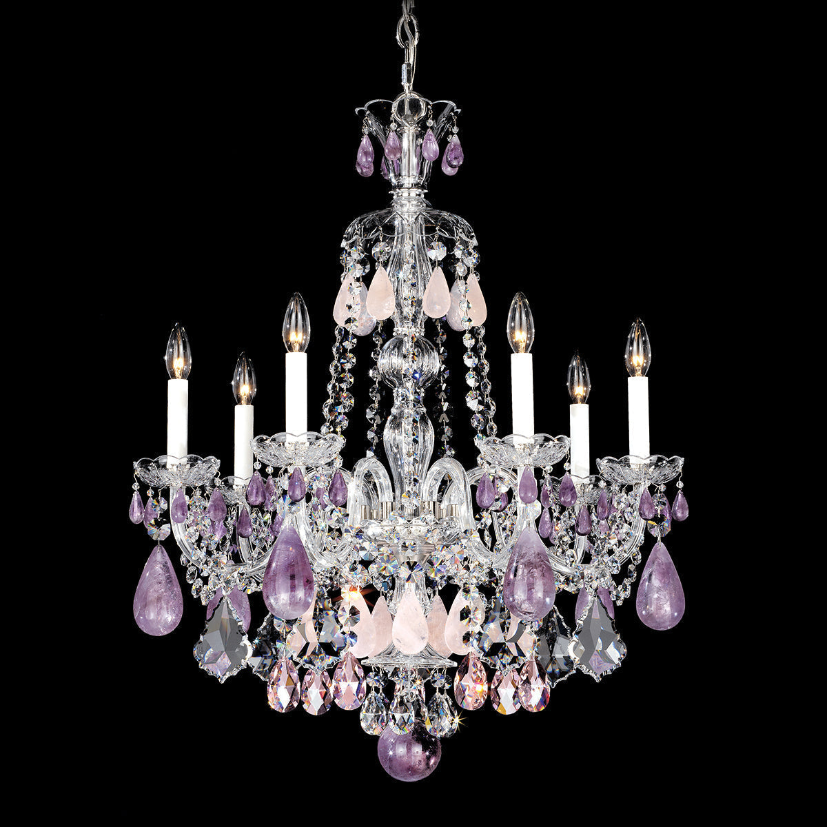 Maria Classic Green Purple Luxury Rock Crystal Chandelier by Bling Lighting Studio
