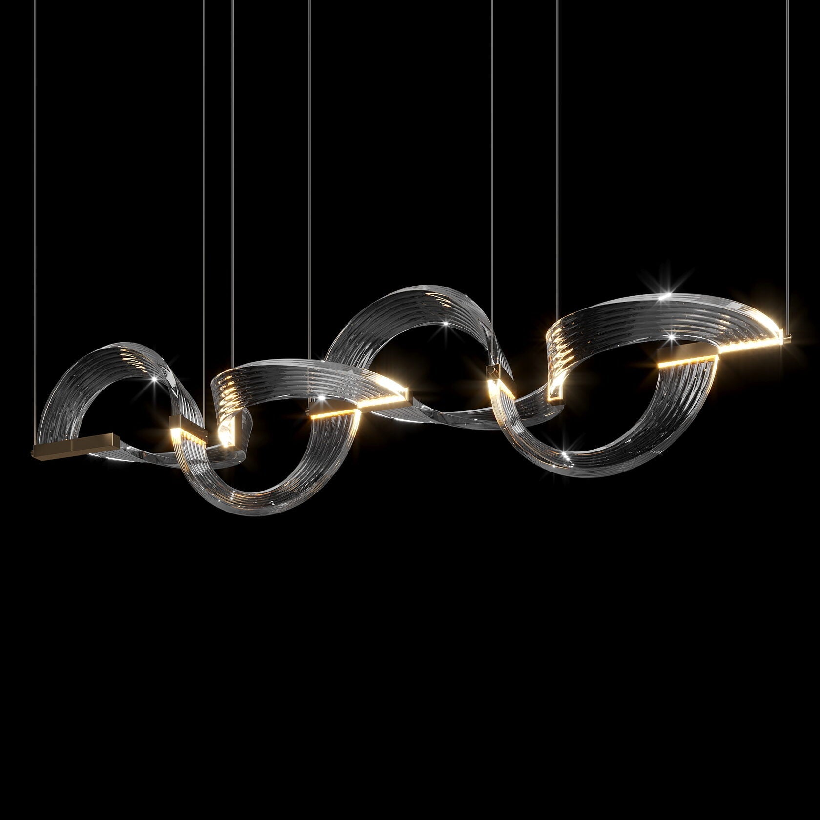 Crystal Crescent Cascade Chandelier