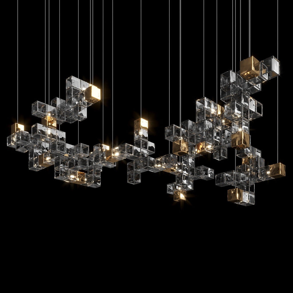 Smoke Cube Grid Chandelier