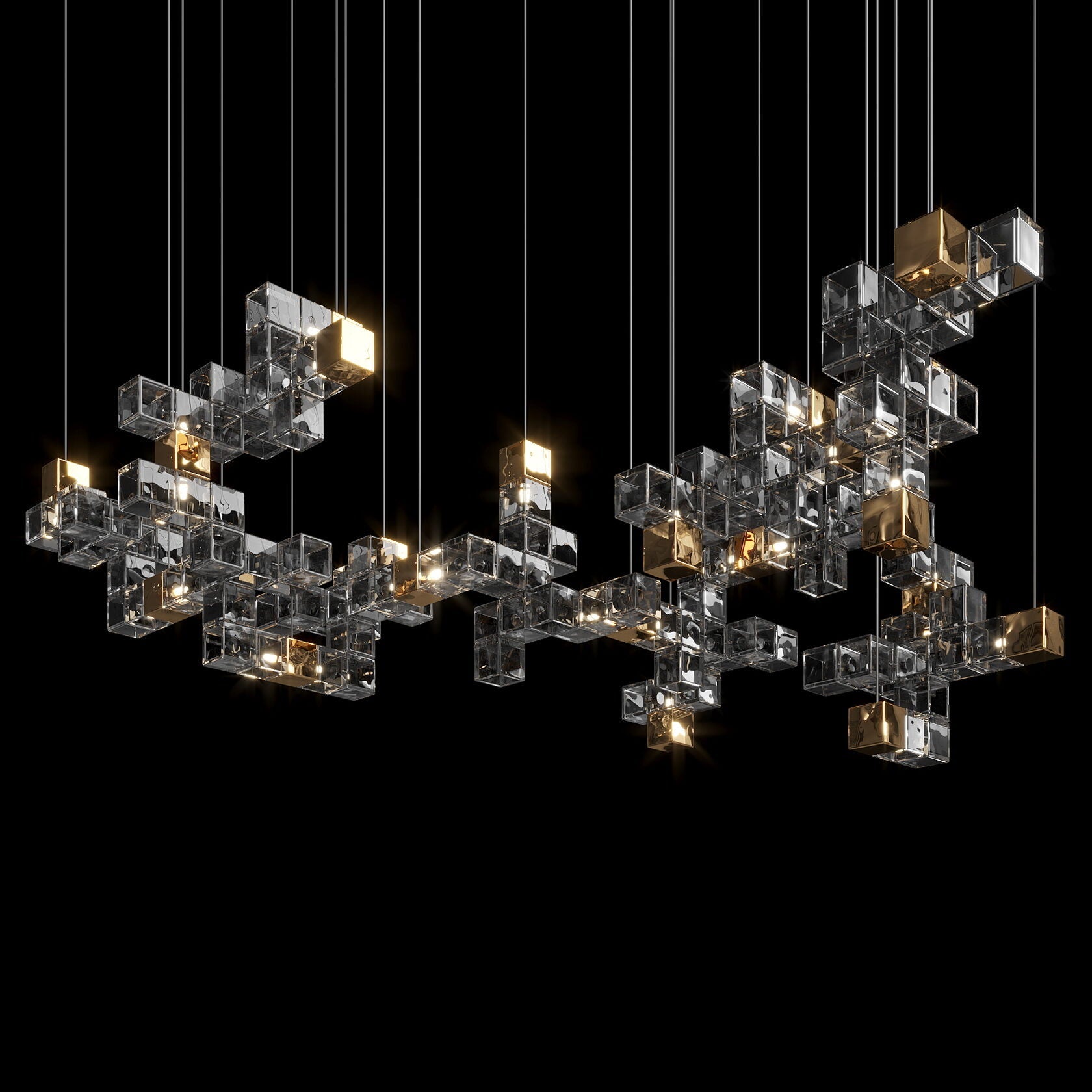 Smoke Cube Grid Chandelier