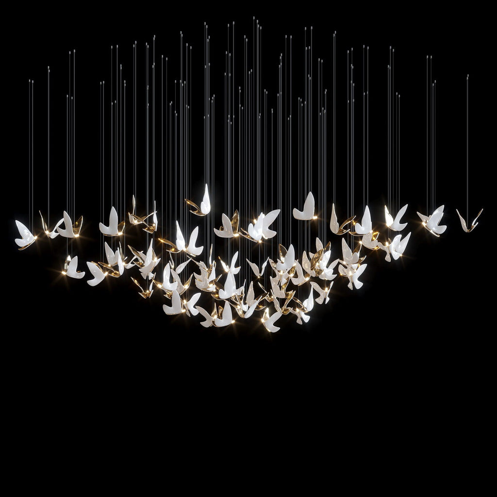White Butterfly Flight Chandelier