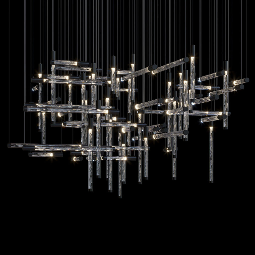 Crystal Beam Grid Chandelier