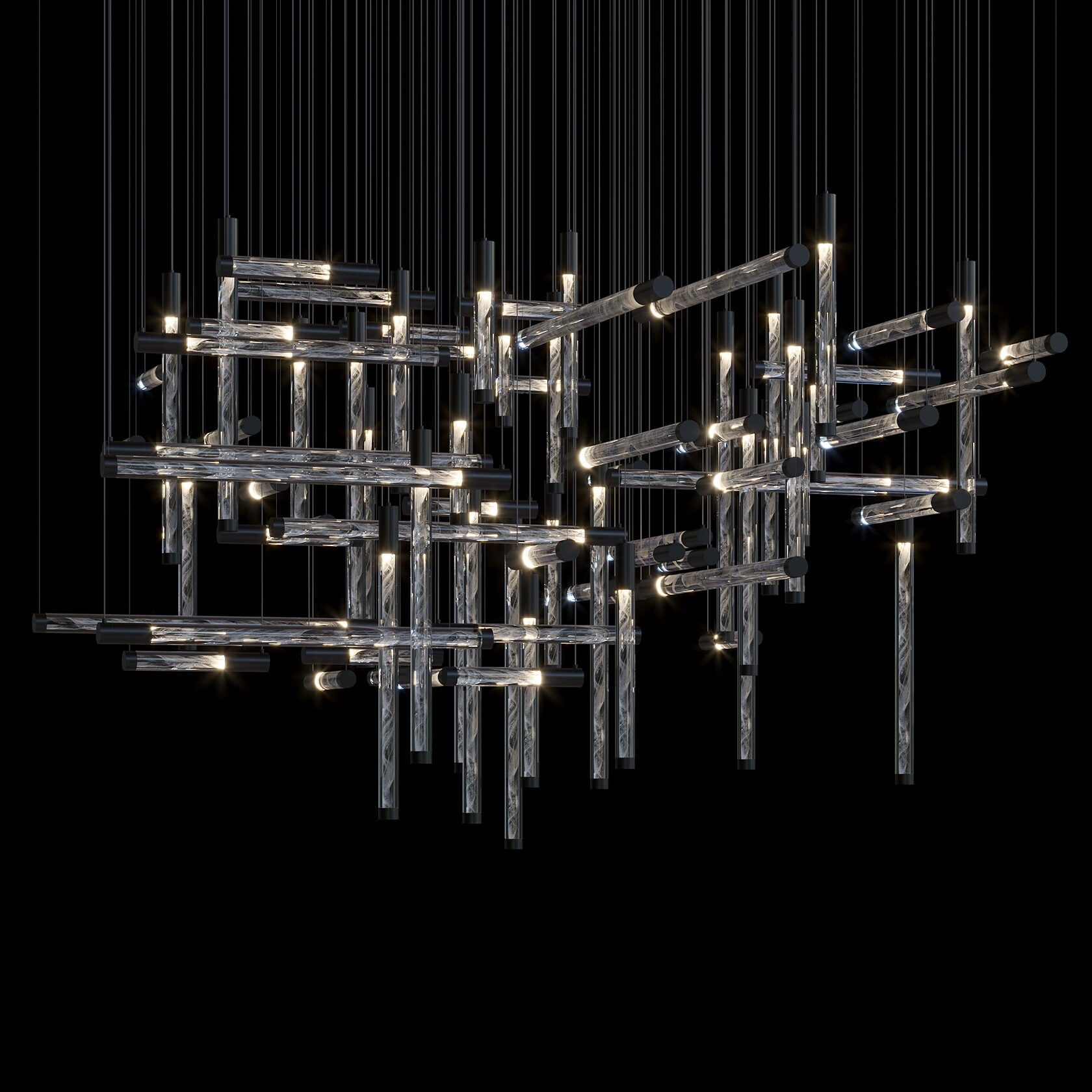 Crystal Beam Grid Chandelier