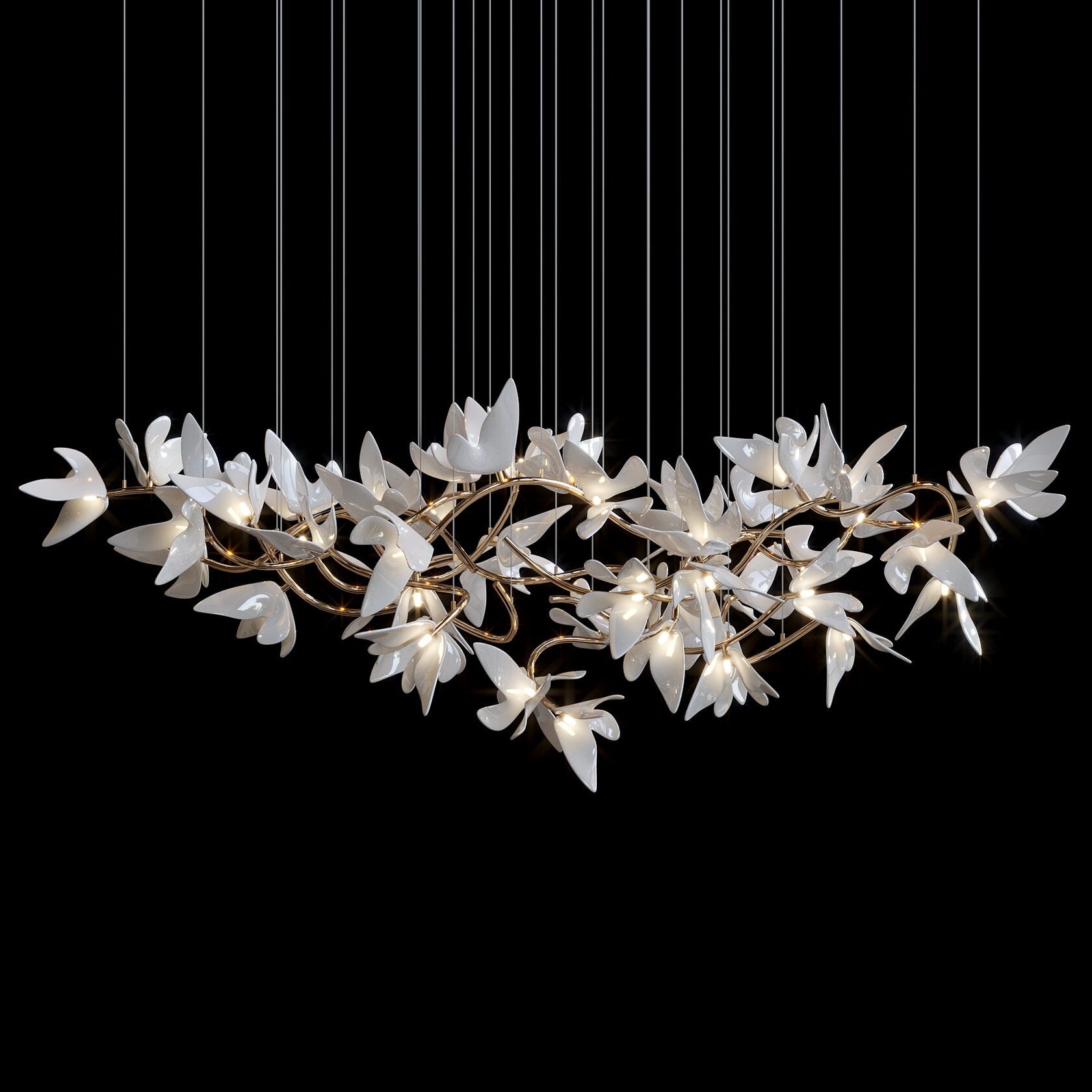 White Orchid Garland Chandelier