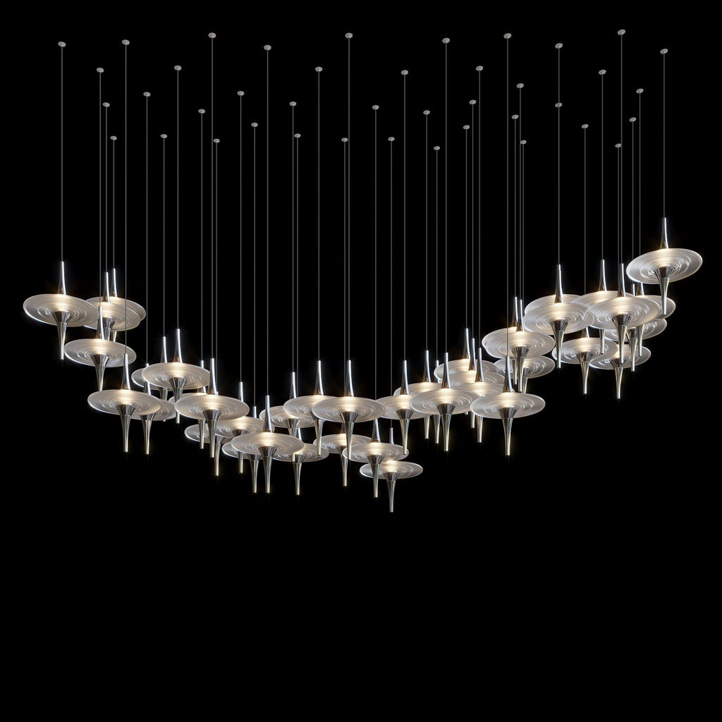Ivory Saucer Orbit Chandelier