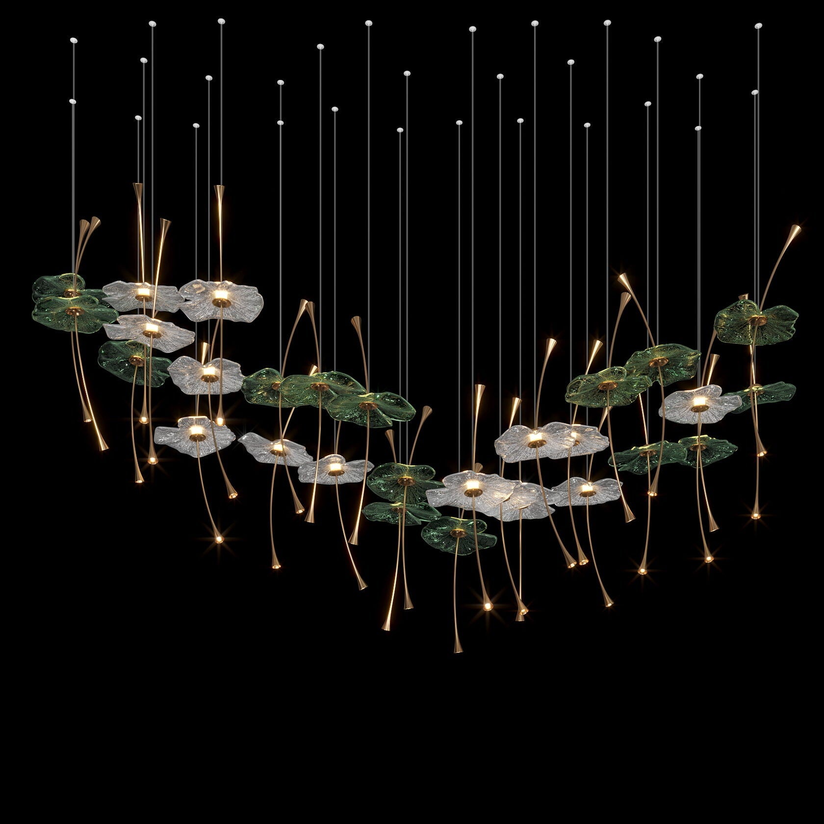 Glass Lotus Pond Chandelier