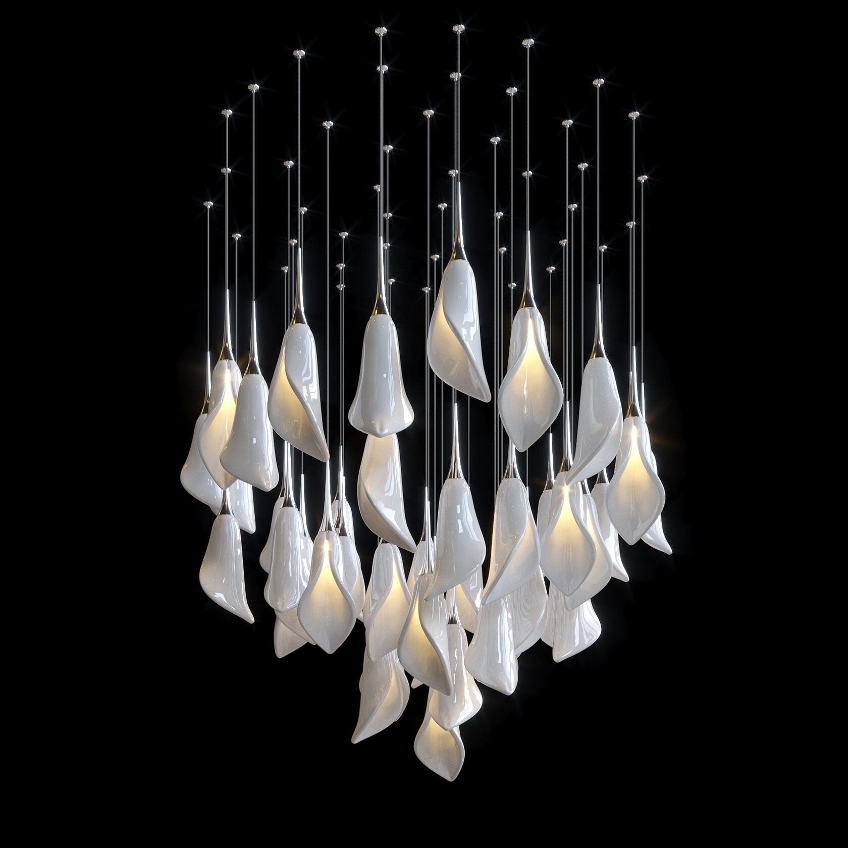 White Petal Drop Chandelier