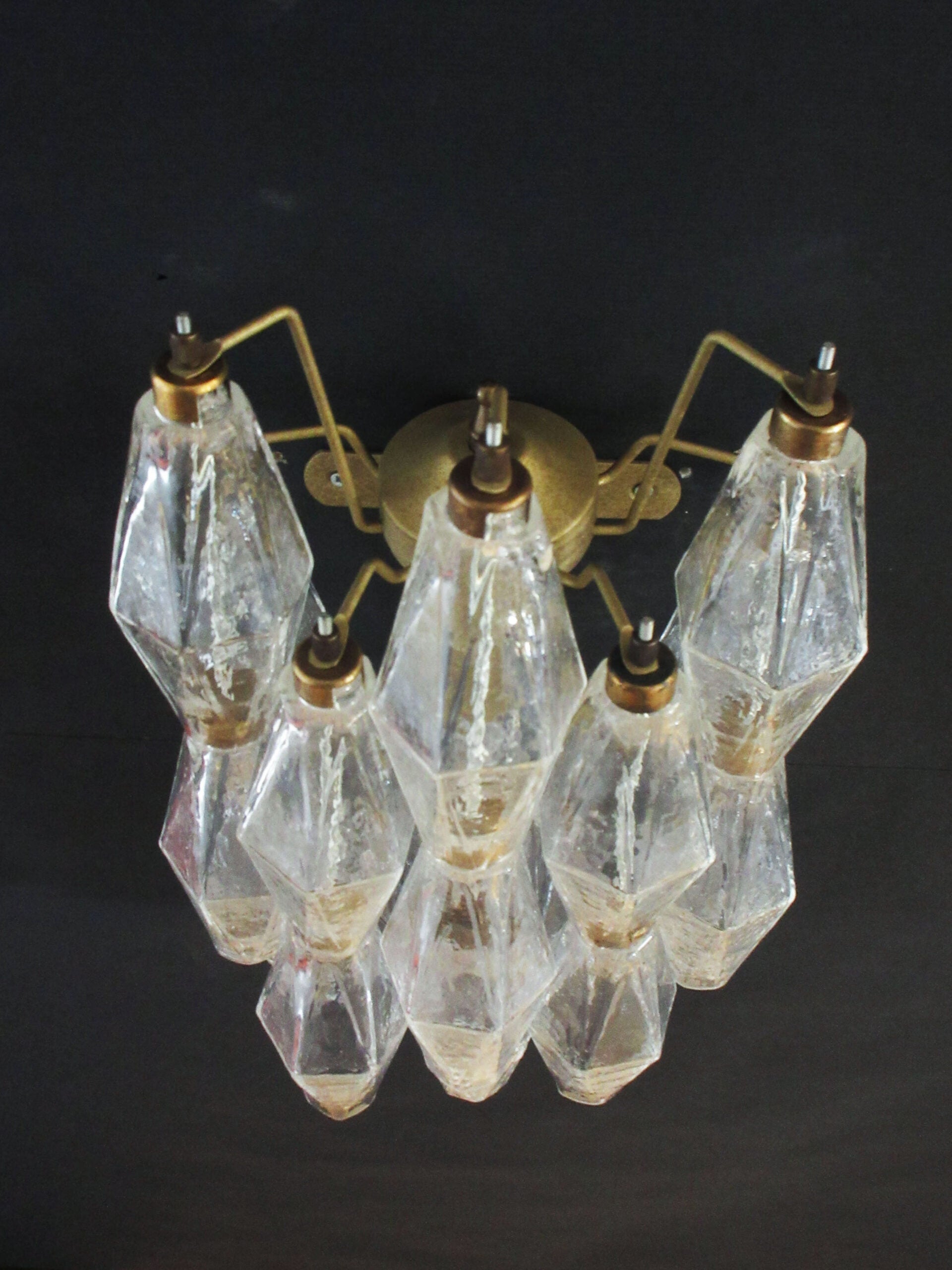 Murano Wall Lamp | 16 Clear Poliedri Glass | Set of 2