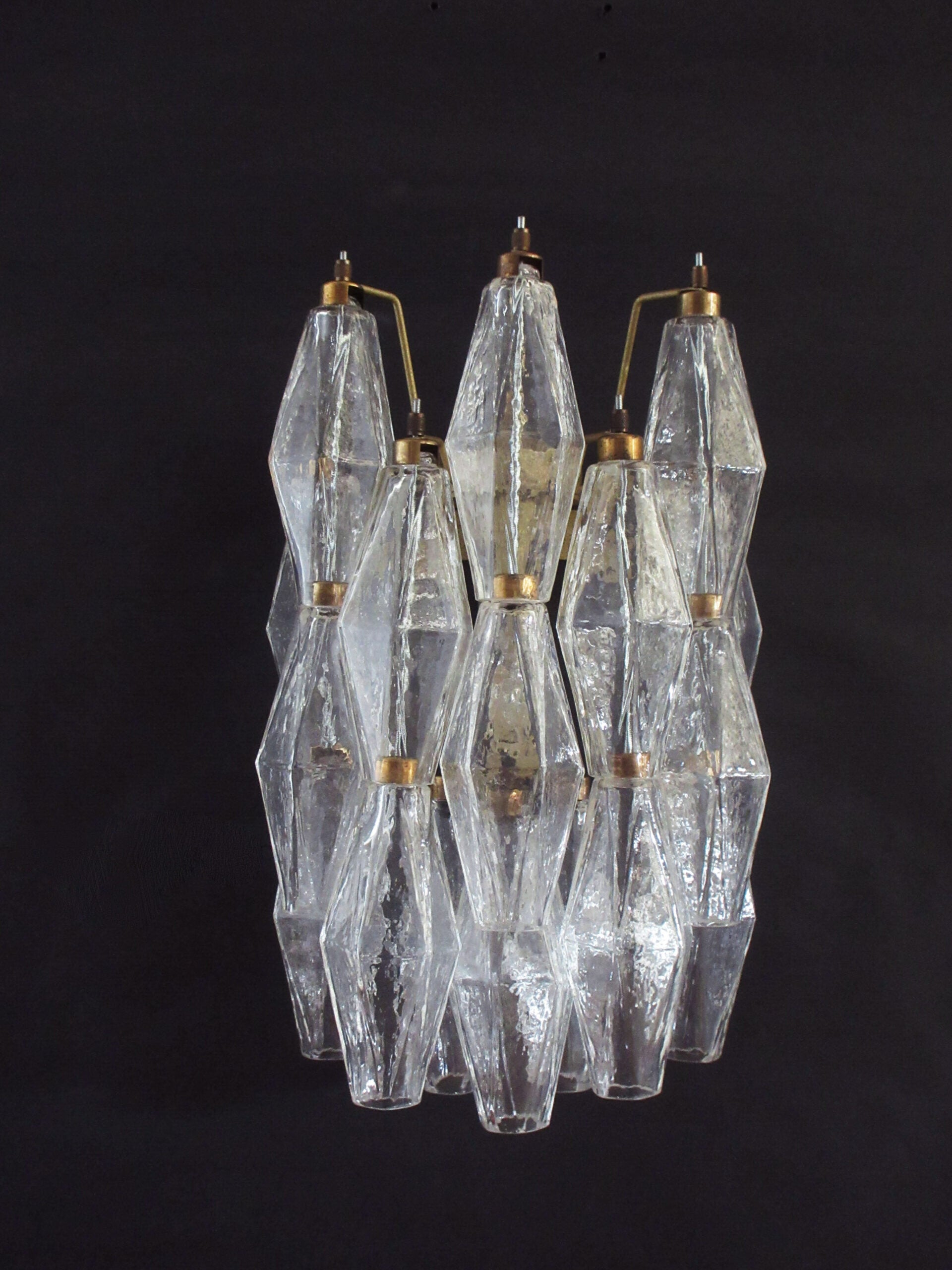 Murano Wall Lamp | 16 Clear Poliedri Glass | Set of 2