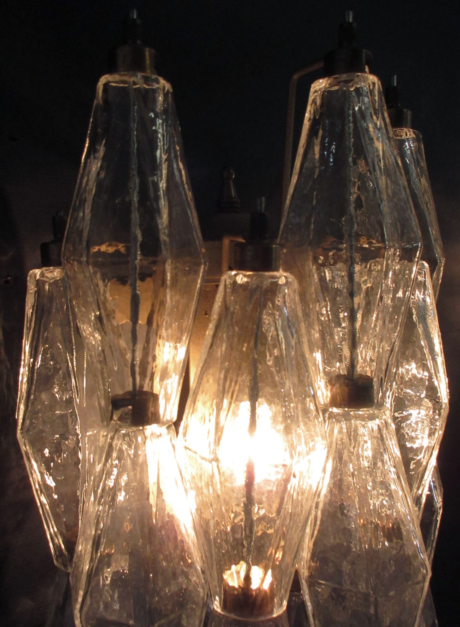 Murano Wall Lamp | 16 Clear Poliedri Glass | Set of 2