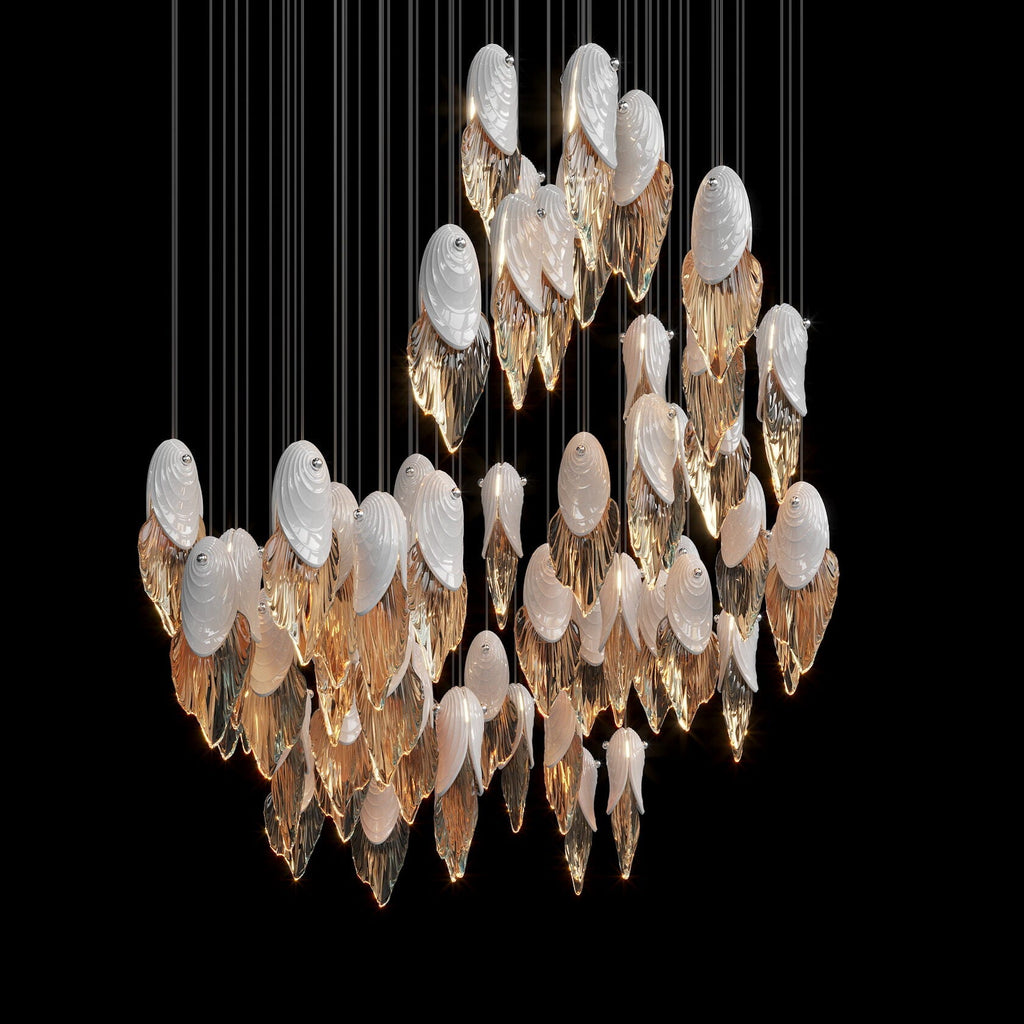 White Shell Cascade Chandelier