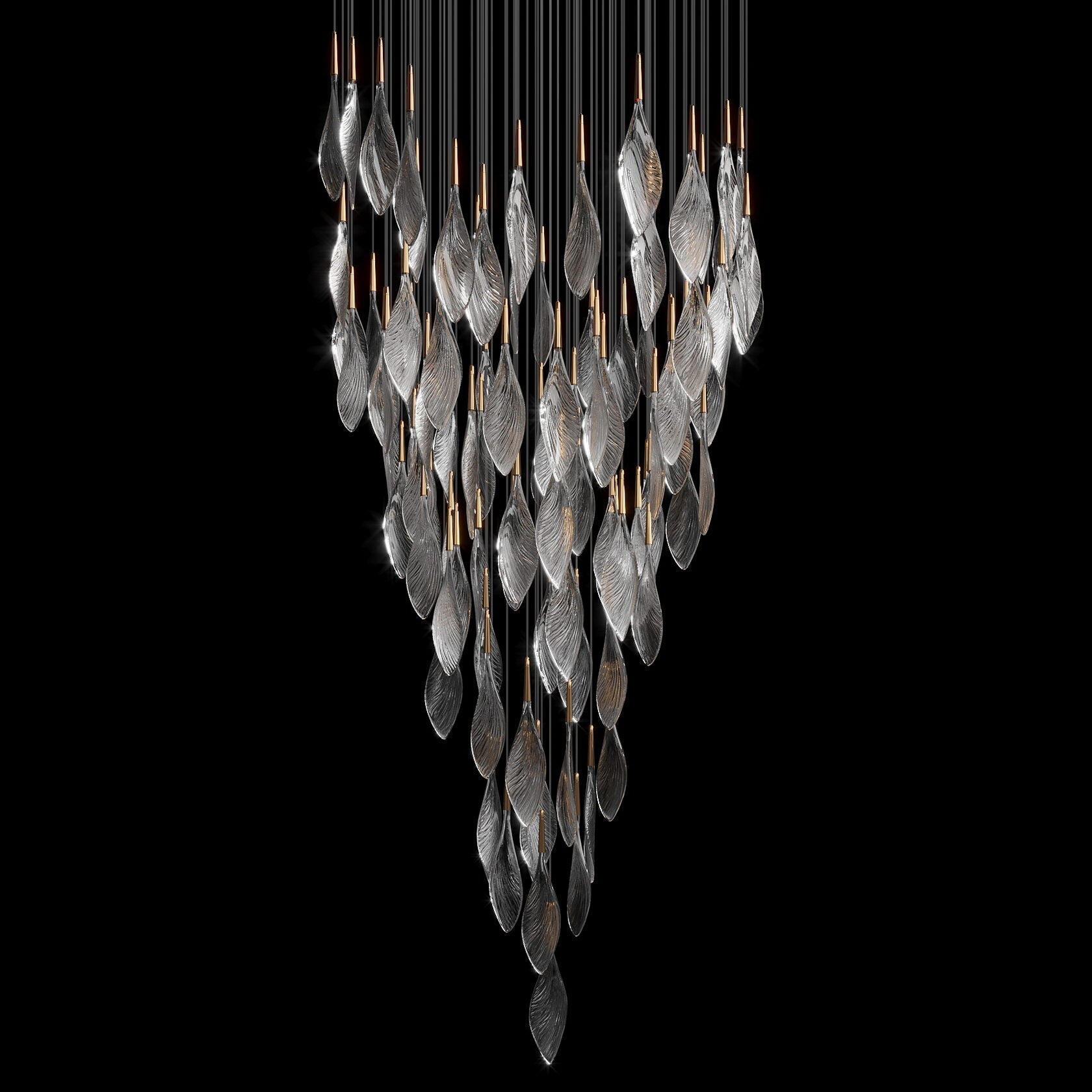 Smoke Feather Cascade Chandelier