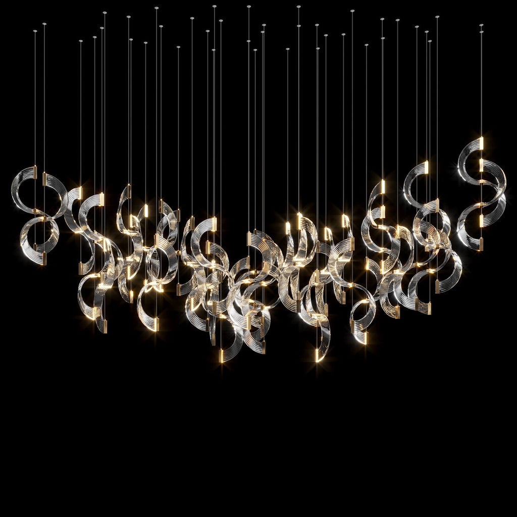 Crystal Crescent Cascade Chandelier