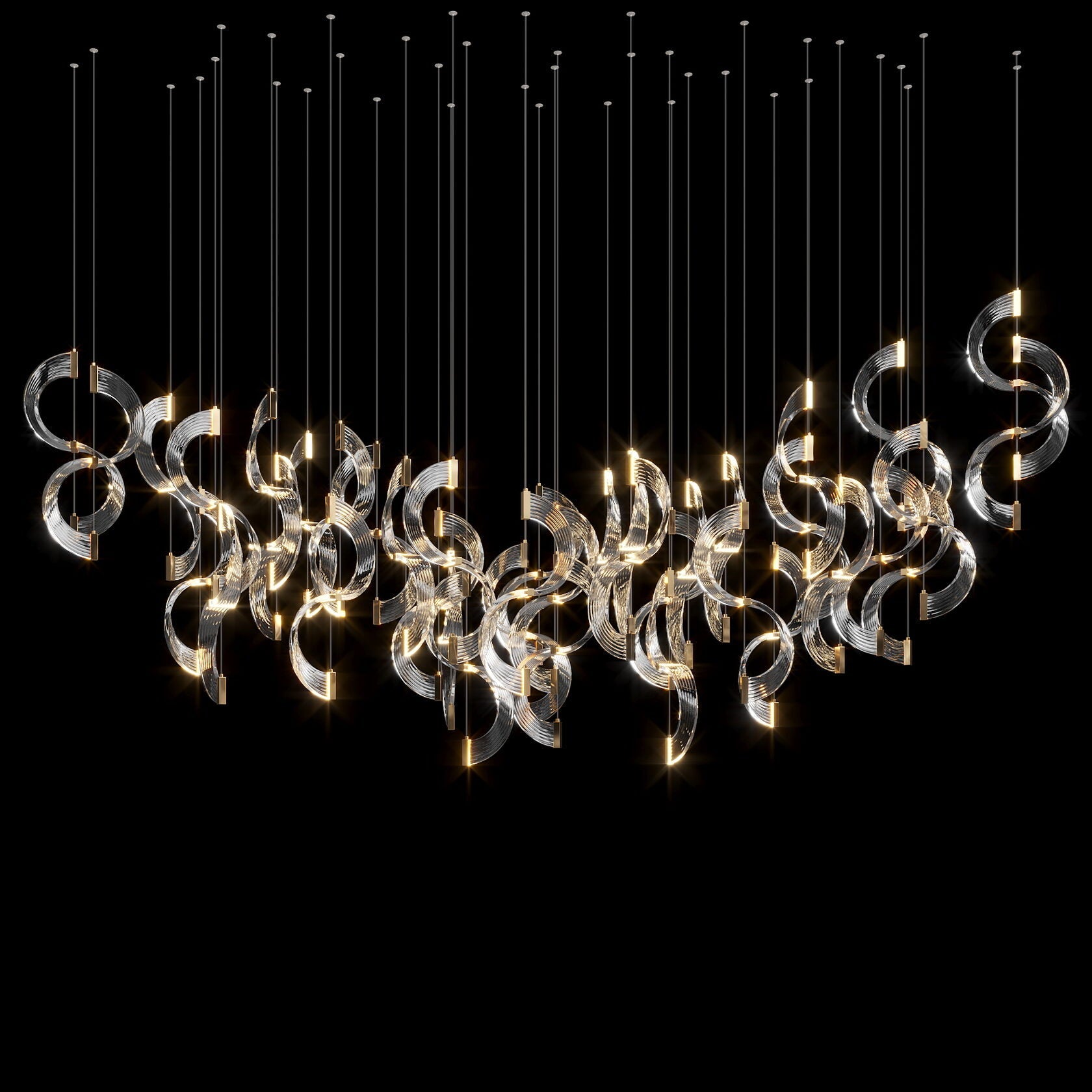 Crystal Crescent Cascade Chandelier