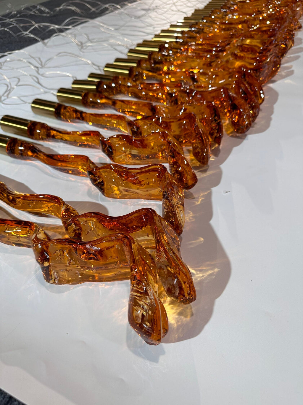 Amber Crystal Ribbon Rain Chandelier