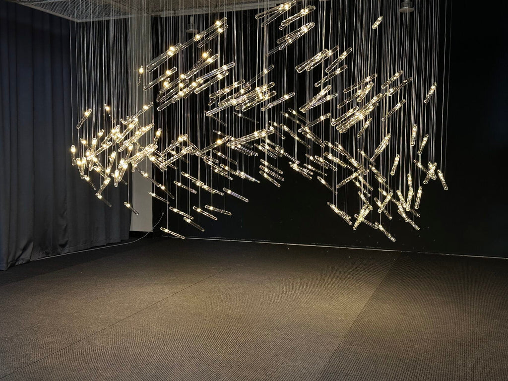 Linear Glass Rod Scatter Chandelier