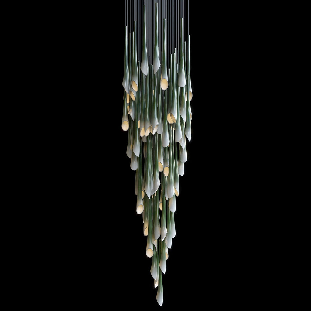 Green Trumpet Cluster Chandelier