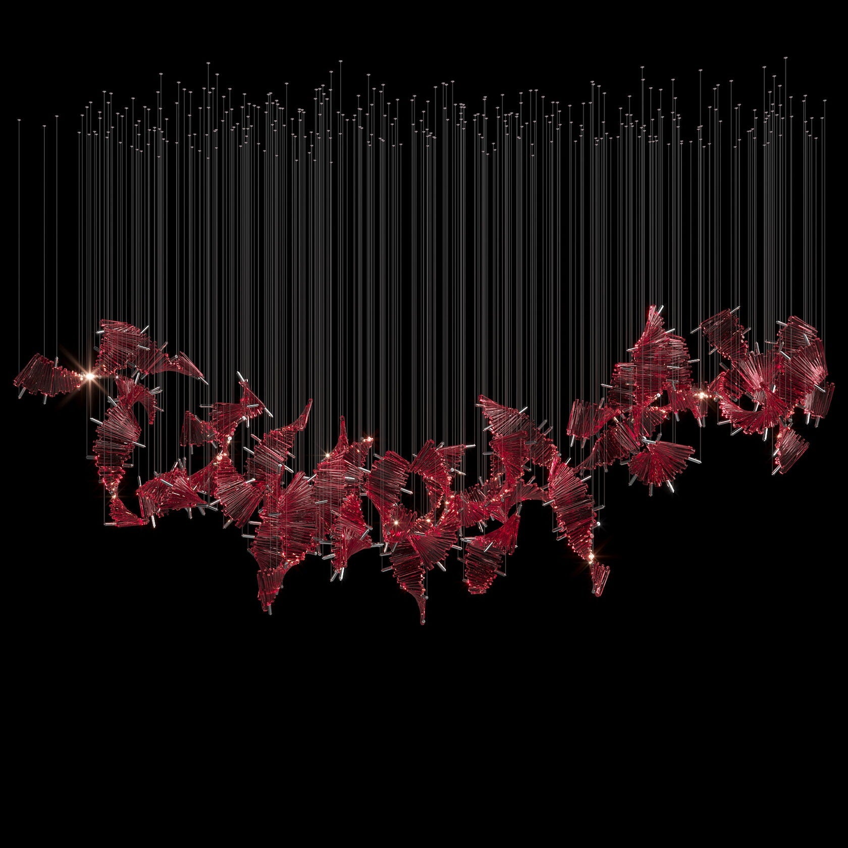Crimson Fan Wave Chandelier