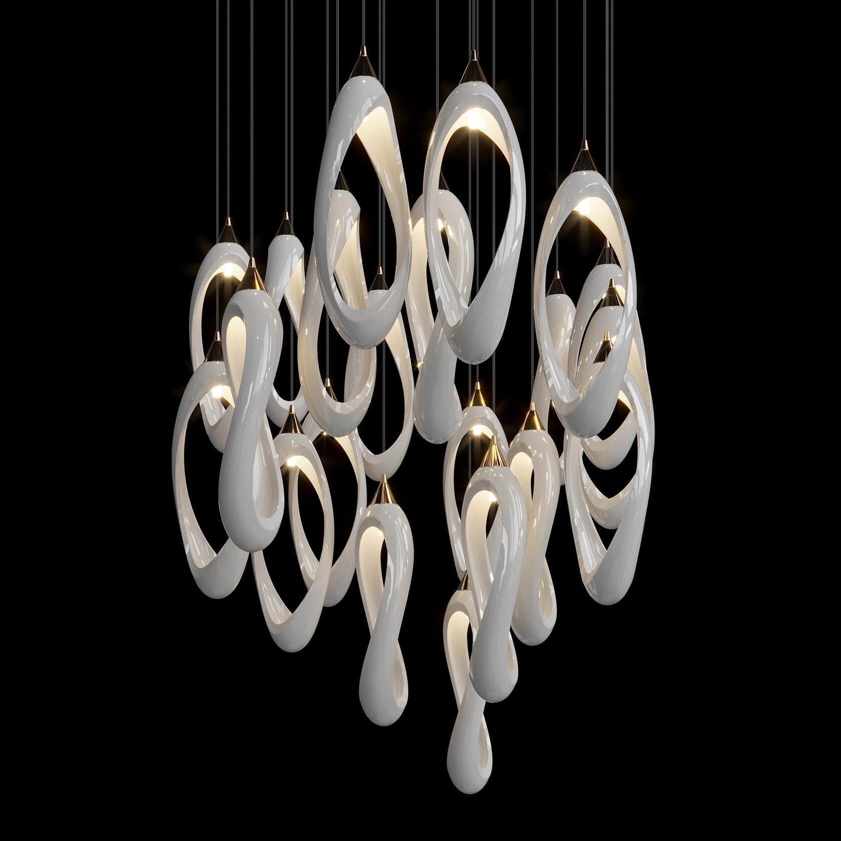 White Ribbon Loop Chandelier